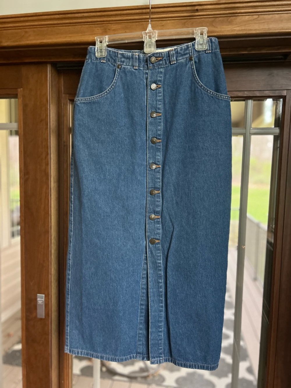 Vintage Eddie Bauer Denim Button-Front Pencil Skirt